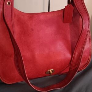 Rare Vintage Red Leather Coach shoulder bag.